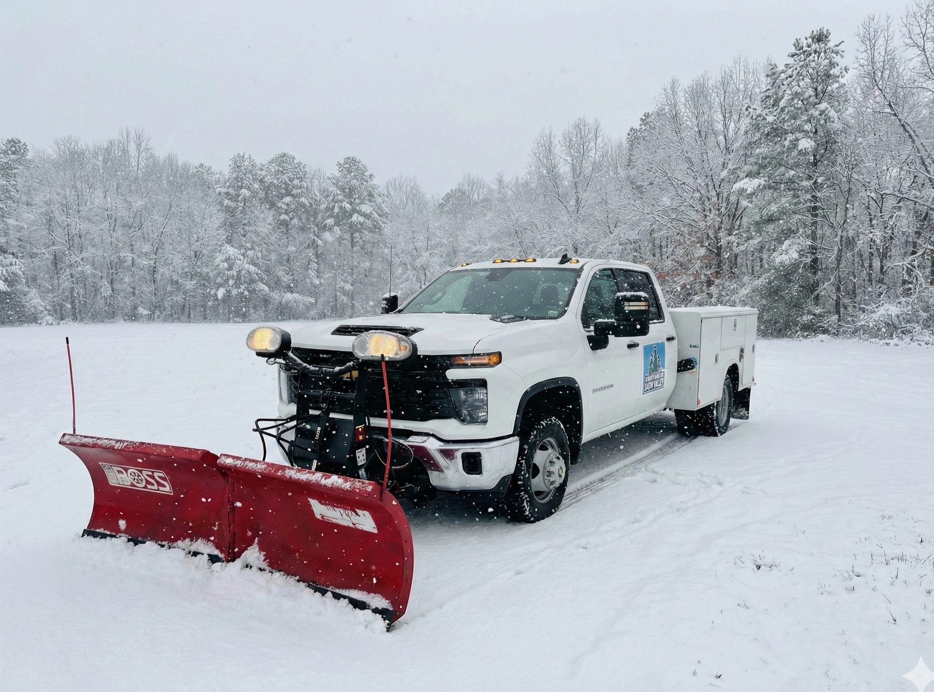 Evergreen Plowing snow plow truck clearing roads in Richmond VA
